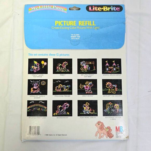 Vintage 1986 My Little Pony Lite-Brite Picture Refill MB - Picture 2 of 2